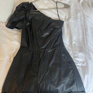 Black Faux Leather Romper